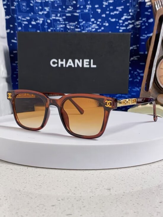 Chanel Tortoise Square Sunglasses with Crystal Temples
